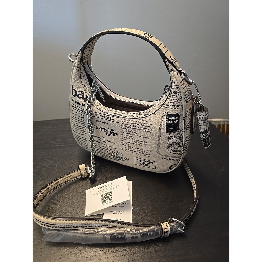 NEW Coach CDB86 Carmen Mini Crossbody Bag Newspaper Print Purse Handbag $350